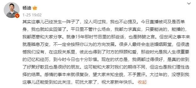 楊迪與談了12年的女友分手？